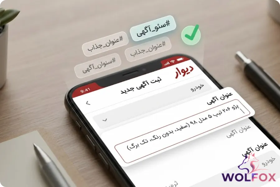 نمونه نویسی بهترین عنوان سئو شده برای آگهی فروش خودرو در دیوار